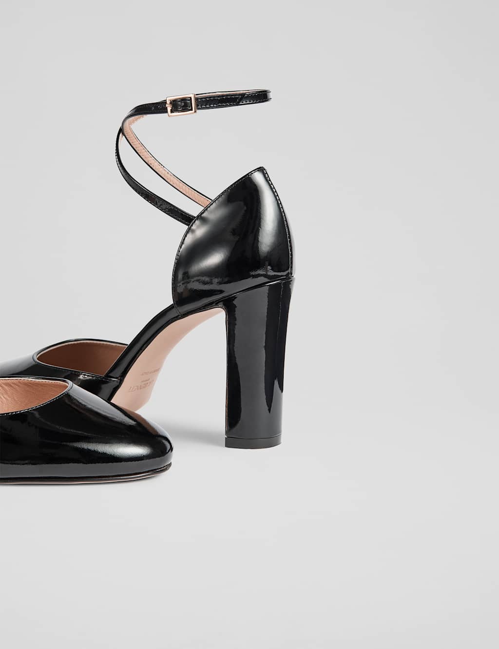 Leather Patent Block Heel Court Shoes 4 of 4
