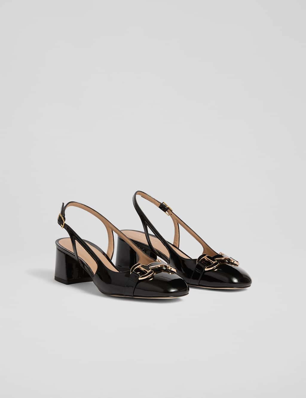 Leather Patent Block Heel Slingback Shoes 2 of 4