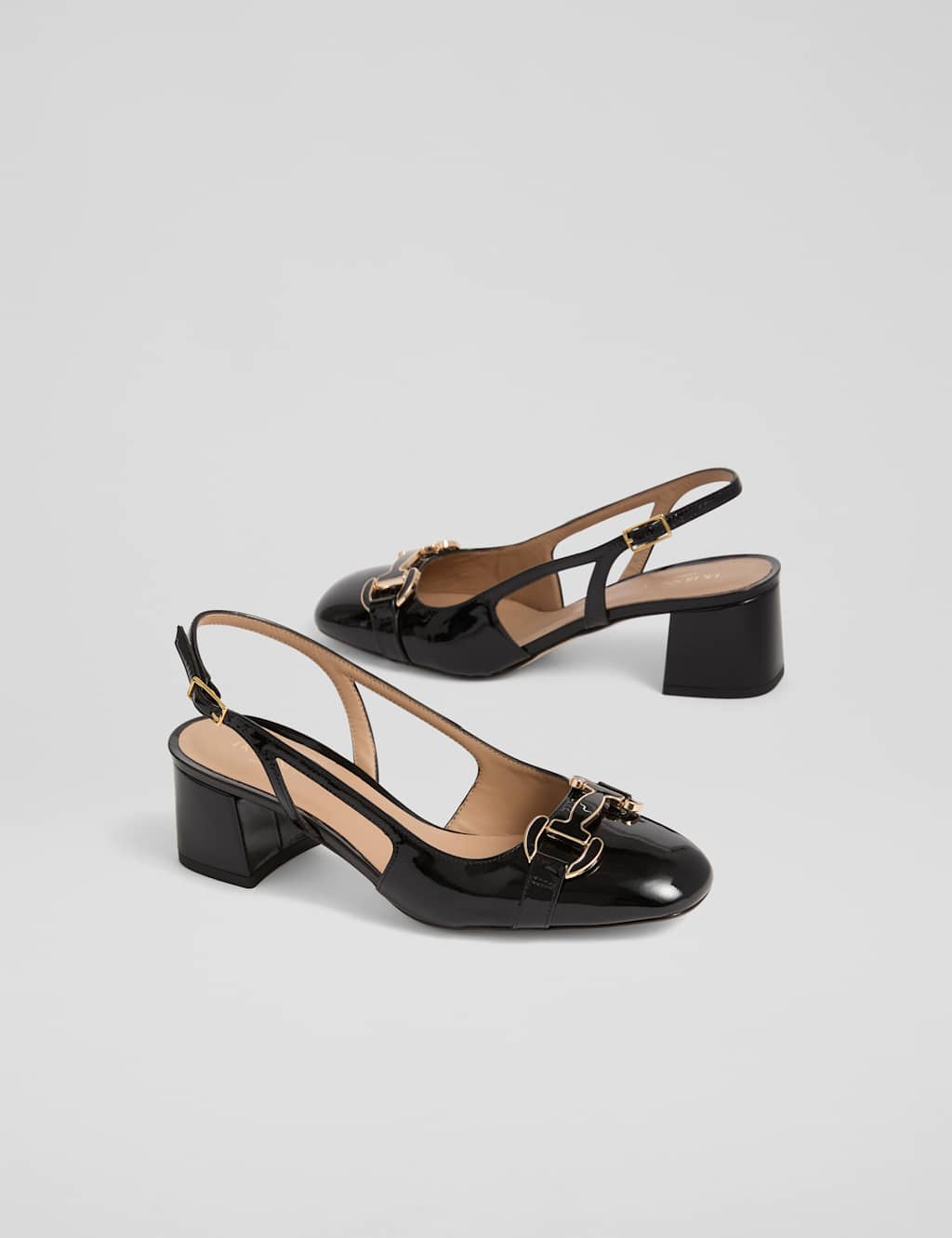 Leather Patent Block Heel Slingback Shoes 3 of 4
