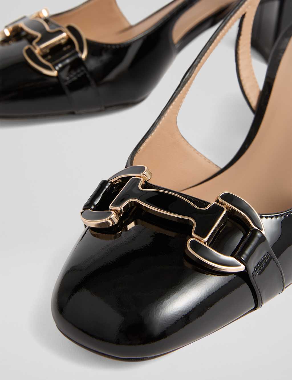 Leather Patent Block Heel Slingback Shoes 4 of 4