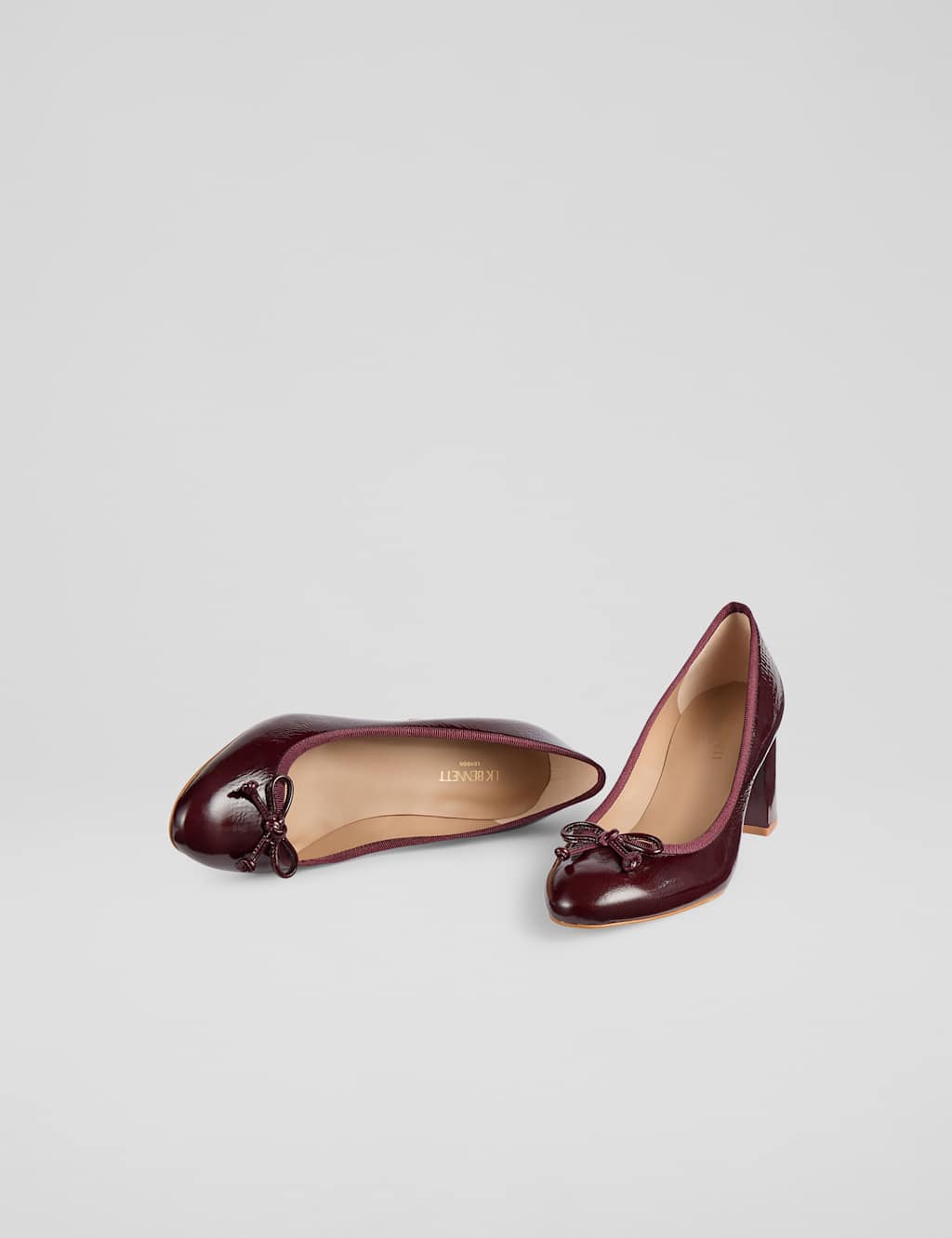 Leather Patent Block Heel Court Shoes 3 of 4