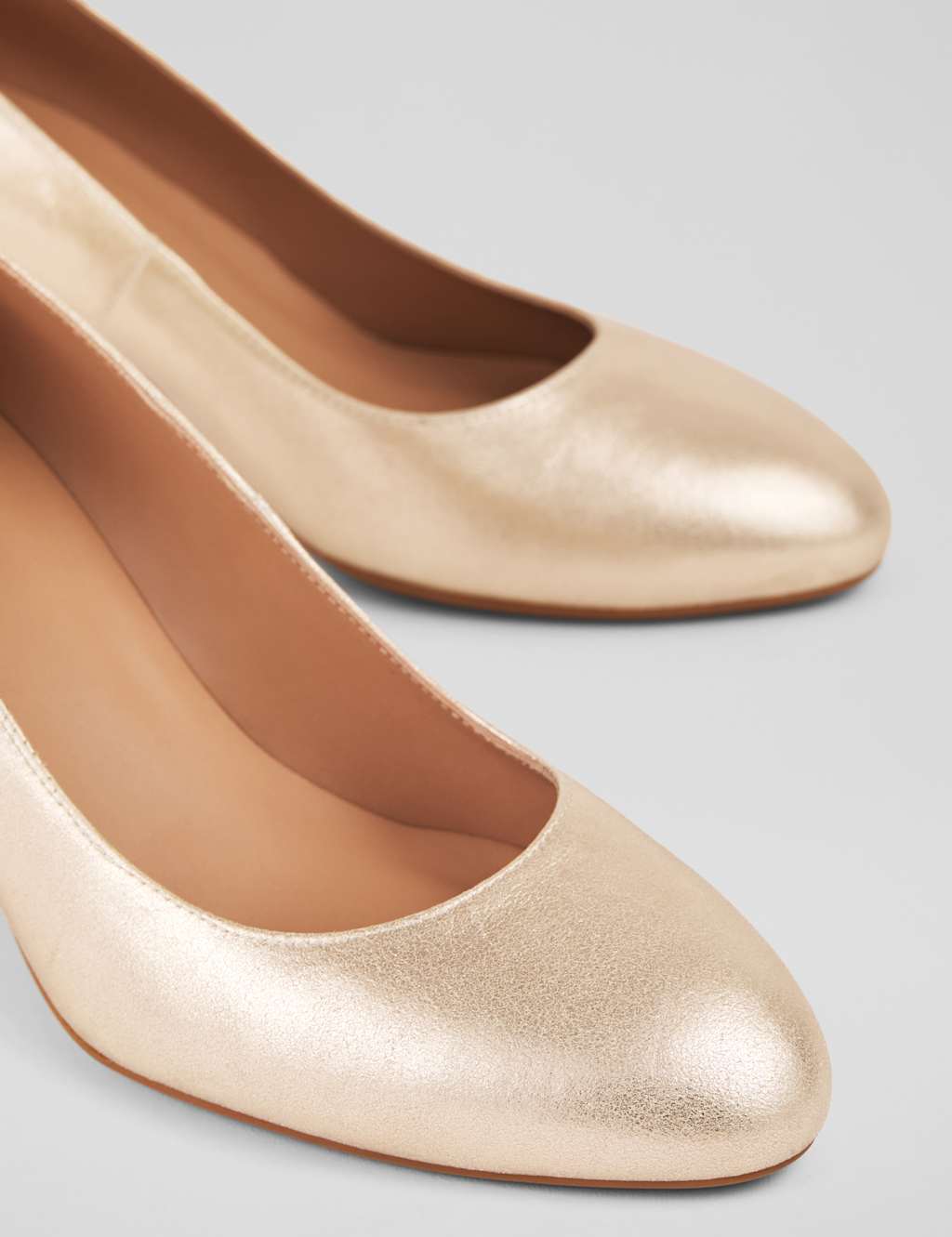 Leather Metallic Block Heel Court Shoes 4 of 4