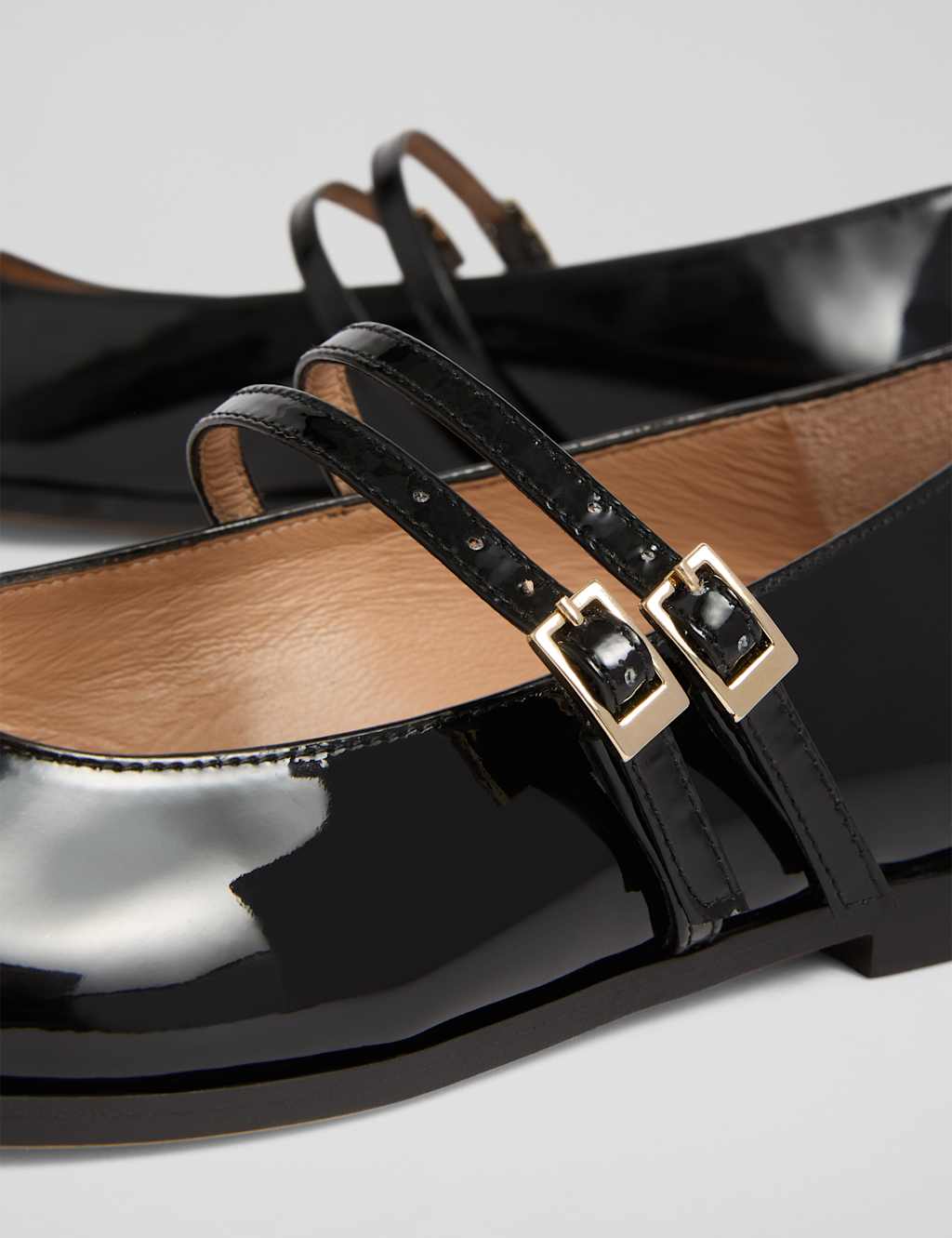 Leather Folded Flat Square Toe Ballet Pumps 3 of 4
