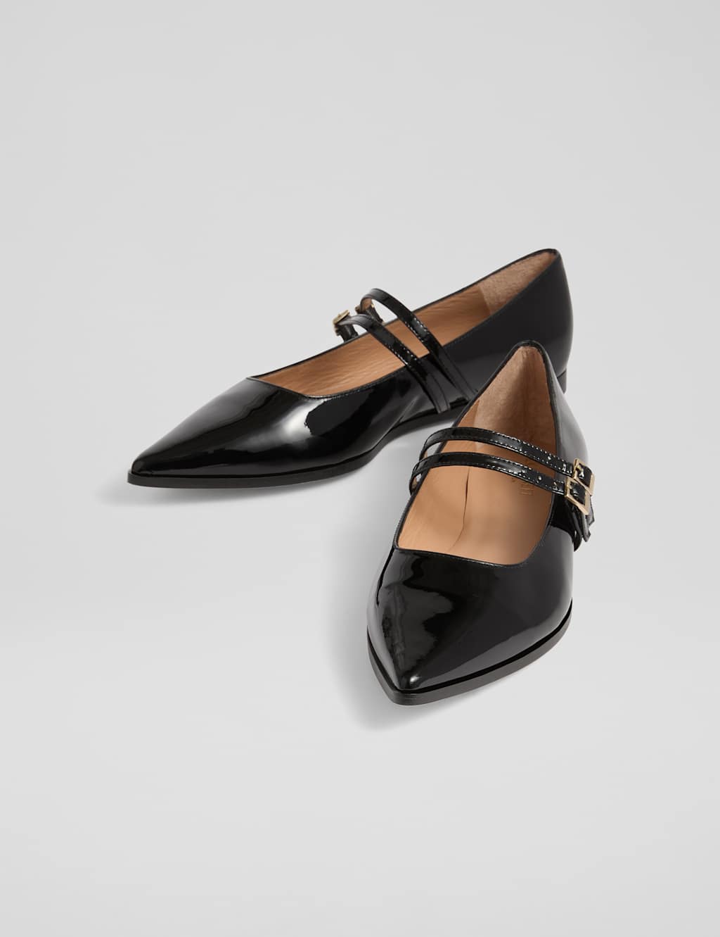 Leather Folded Flat Square Toe Ballet Pumps 4 of 4