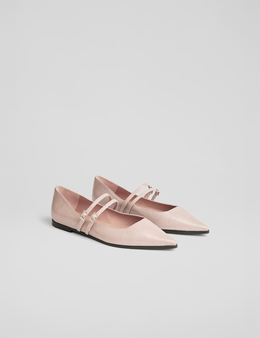 Patent Strappy Flat Pointed Pumps 2 of 3