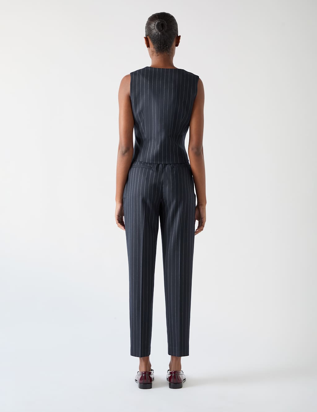Wool Blend Pinstripe Tailored Trousers 3 of 4