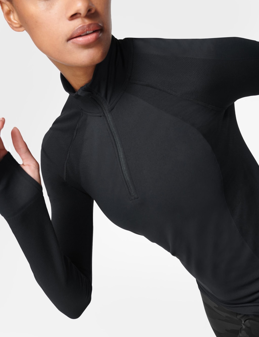 Athlete Funnel Neck Half Zip Fitted Top 3 of 6