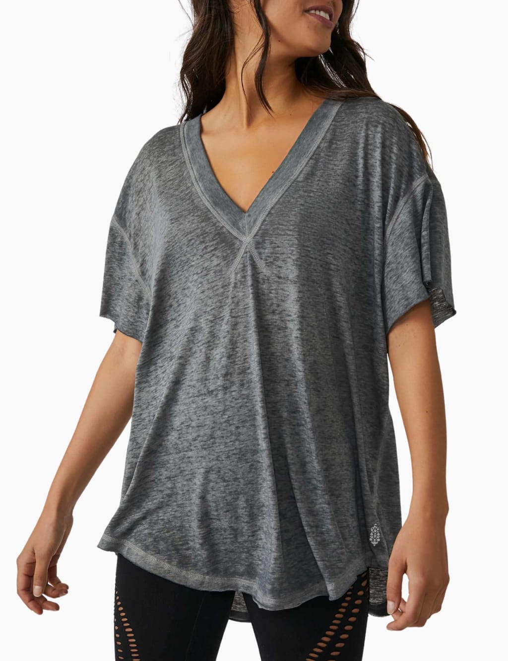 Talk Tough V-Neck Relaxed Longline T-Shirt 1 of 4
