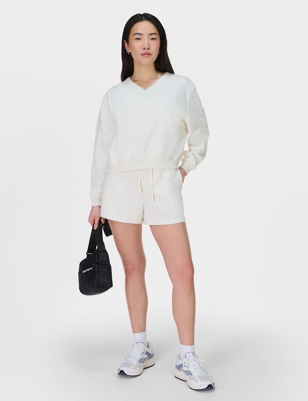 Revive Cotton Rich V-Neck Crop Sweatshirt 3 of 6