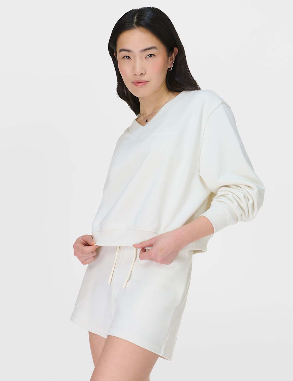 Revive Cotton Rich V-Neck Crop Sweatshirt 4 of 6