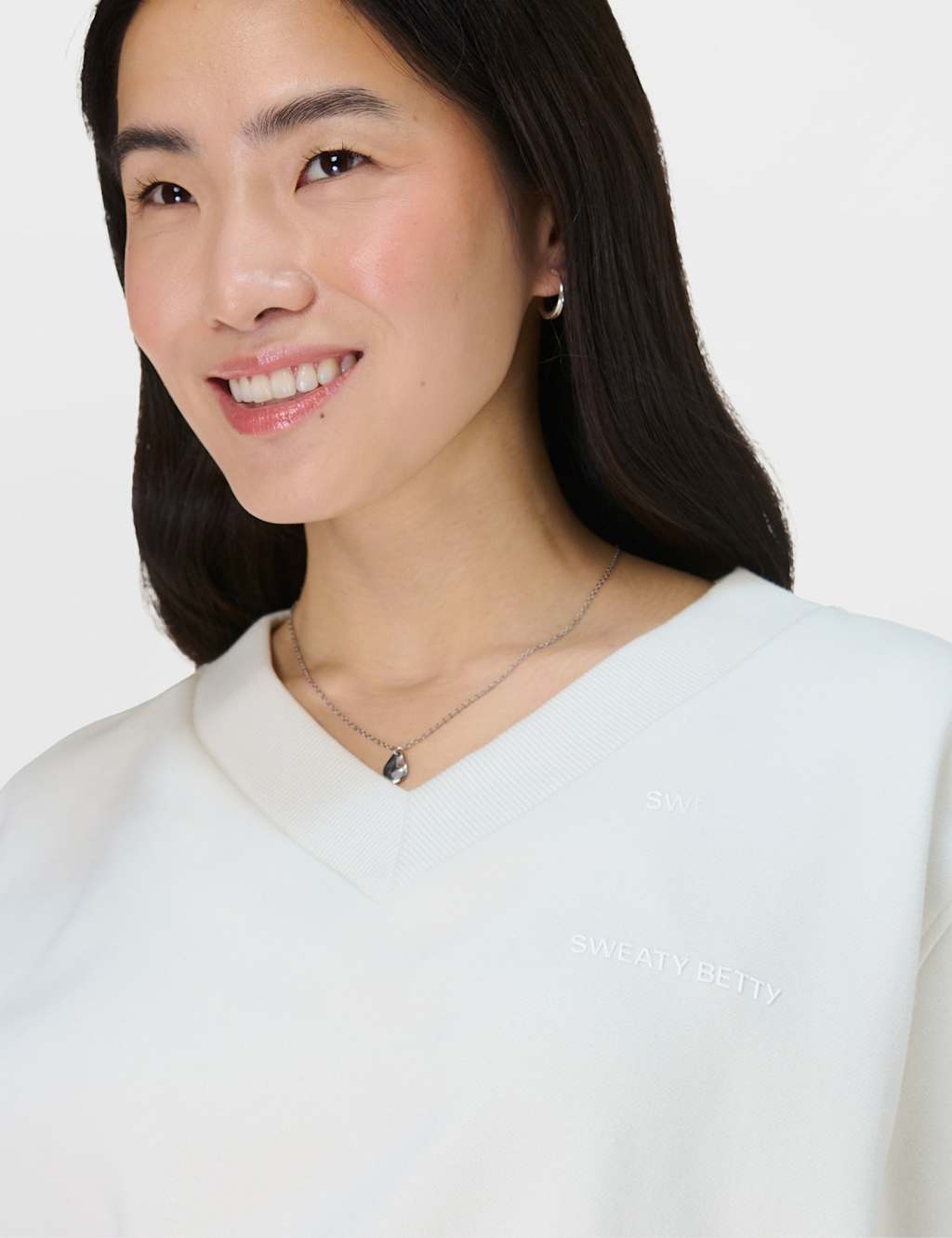 Revive Cotton Rich V-Neck Crop Sweatshirt 6 of 6
