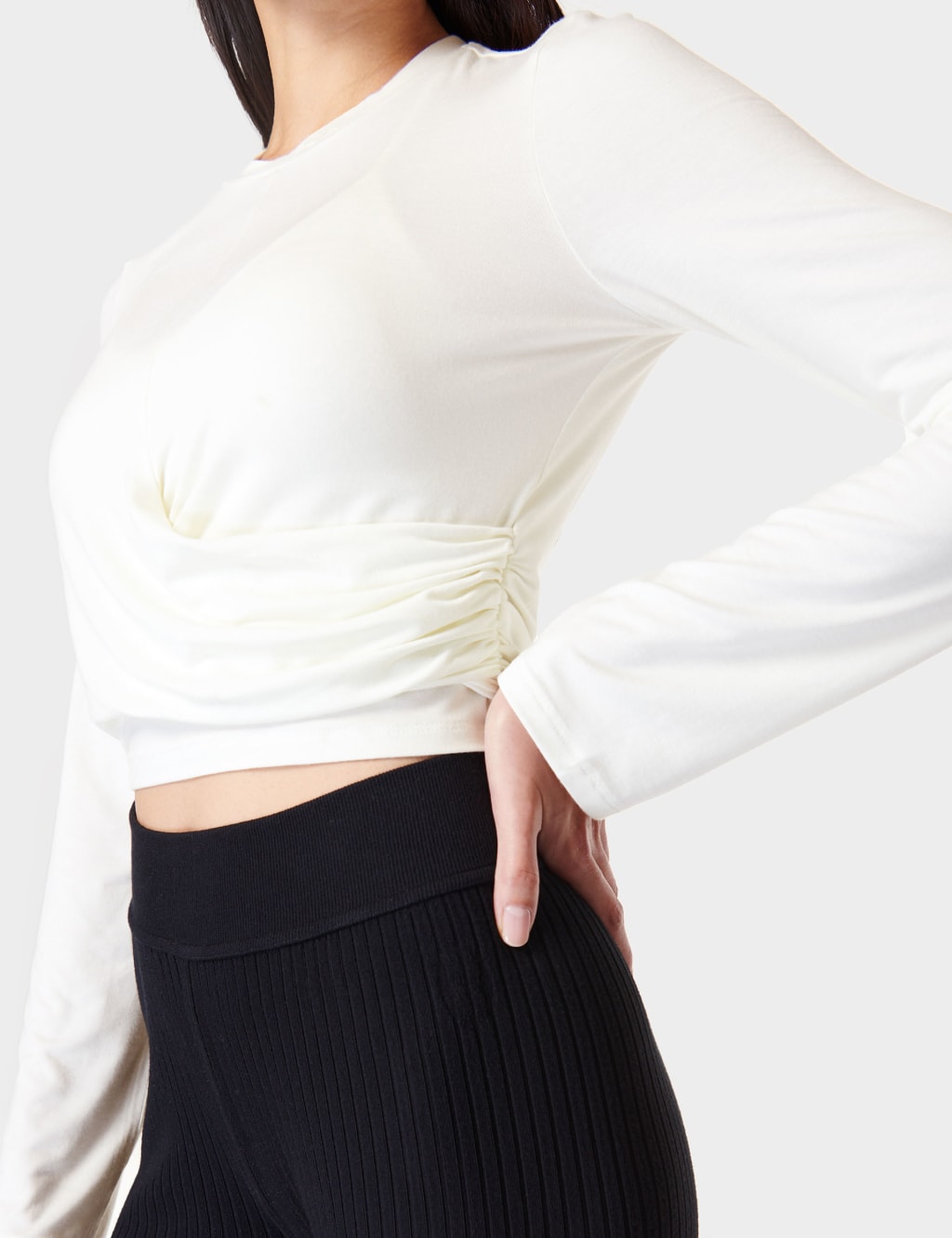 Modal Rich Round Neck Wrap Front Top 5 of 7