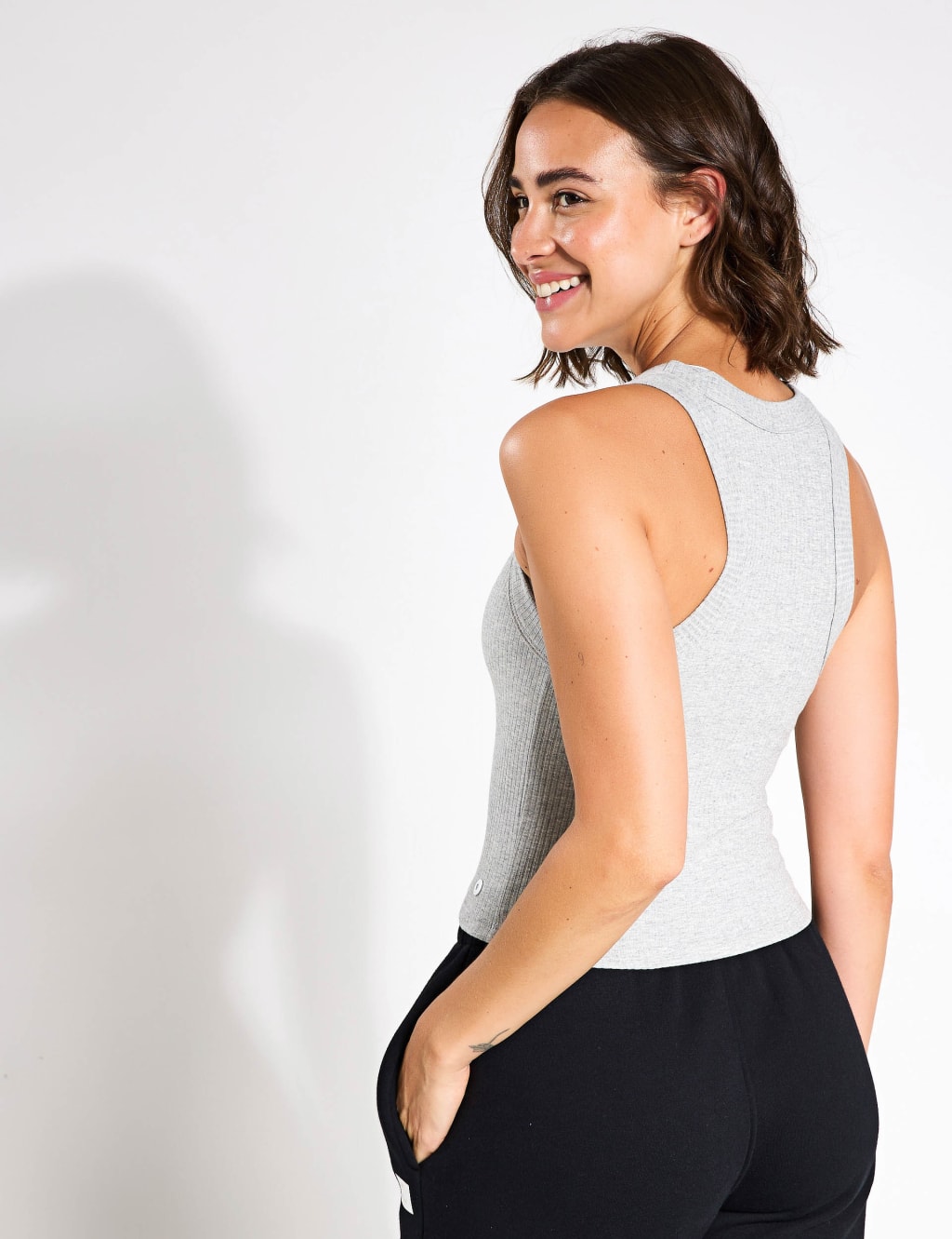 Harmony Cotton Rich Rib Crop Vest Top 3 of 5