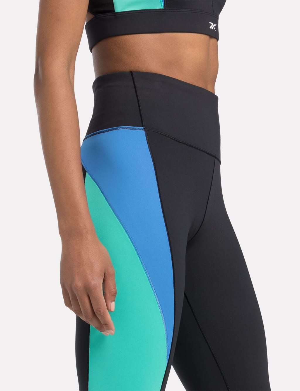 Lux Colour Block High Waisted Leggings Reebok M S