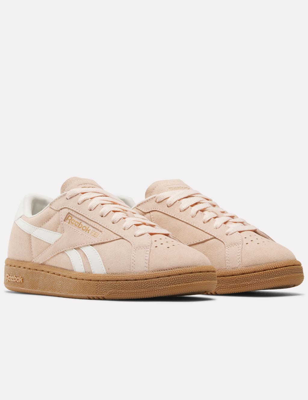 Reebok pink suede trainers sale