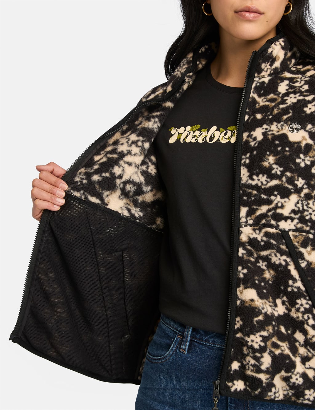 Floral Printed Funnel Neck Fleece Jacket 4 of 6