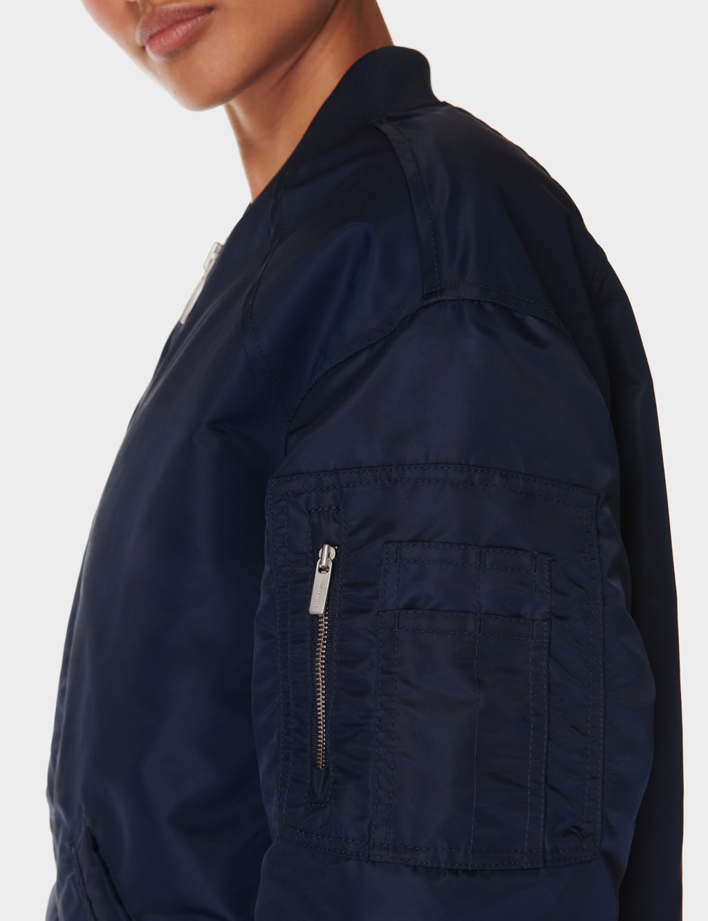Cityscape Zip Up Longline Bomber Jacket 6 of 8