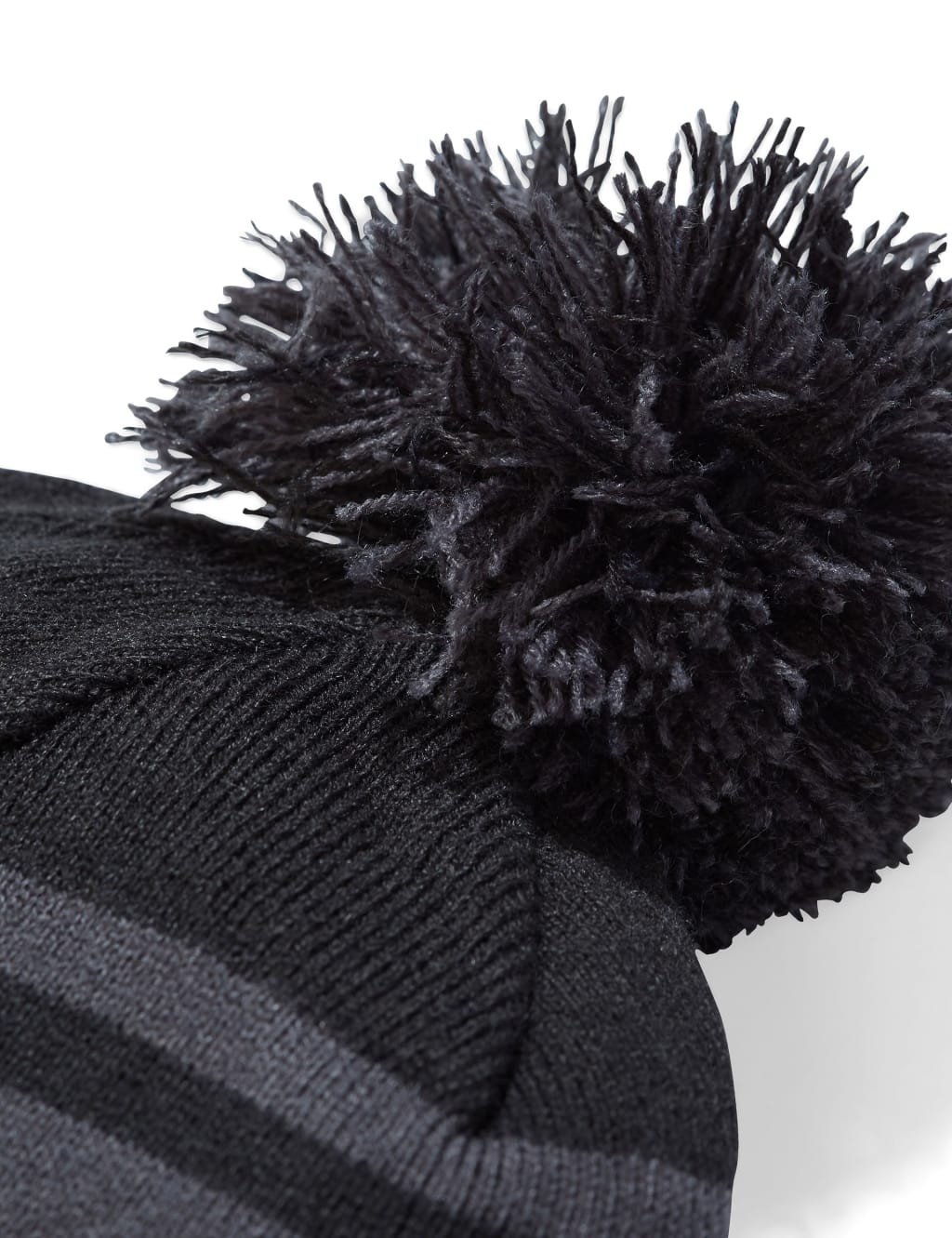 Knitted Turn Up Pom Beanie Hat 2 of 4