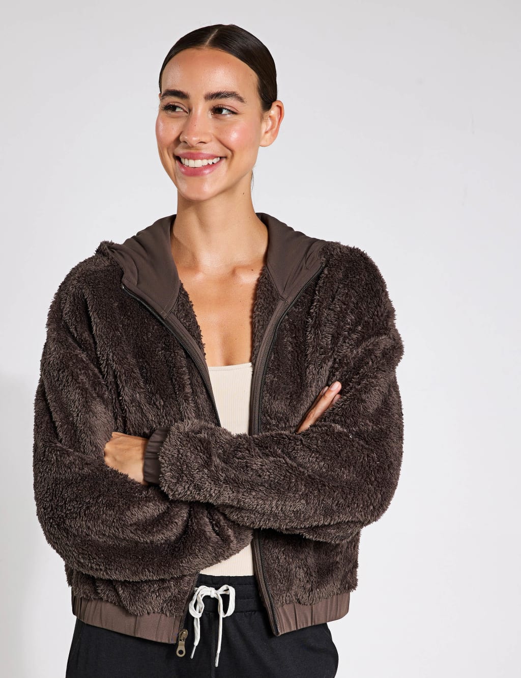 Fleece Hooded Bomber Jacket Girlfriend Collective M S
