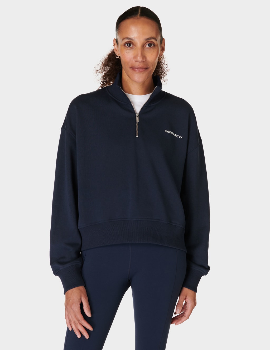 Revive Cotton Rich Half Zip Crop Sweatshirt Sweaty Betty M S
