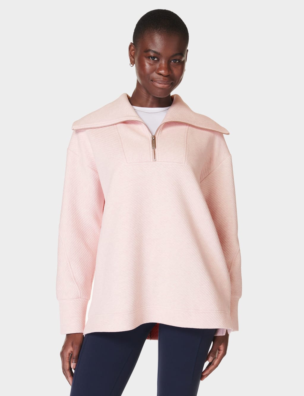 Pink half zip sweatshirt hot sale