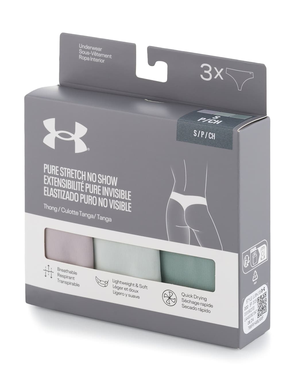 3pk Pure Stretch No Show Thongs 3 of 4