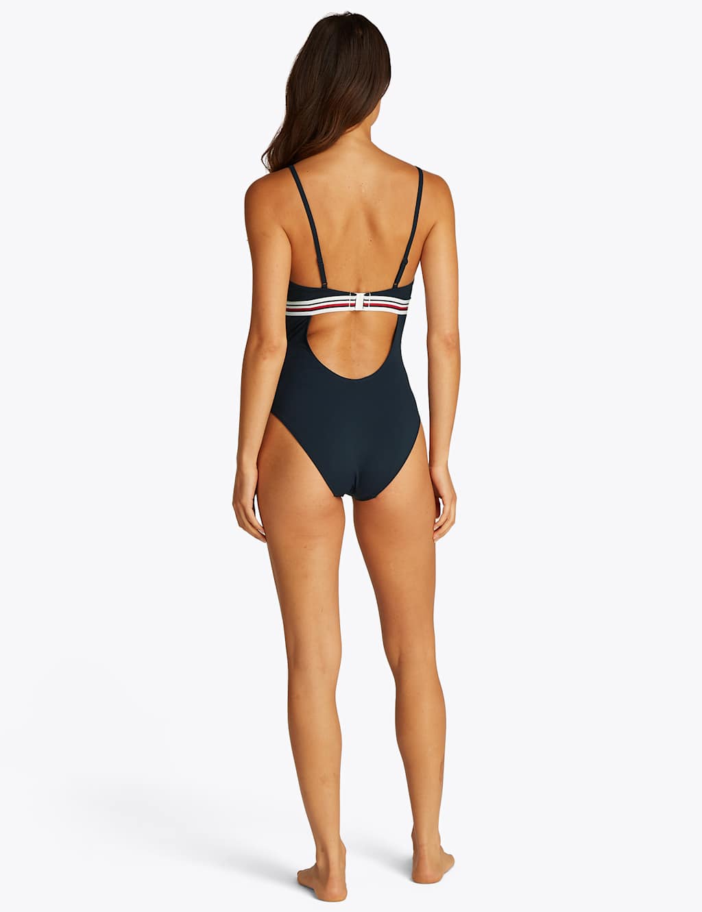 Global Stripe Ribbed V-Neck Swimsuit 4 of 4