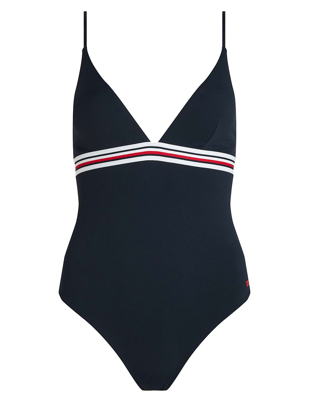 Global Stripe Ribbed V-Neck Swimsuit 2 of 4