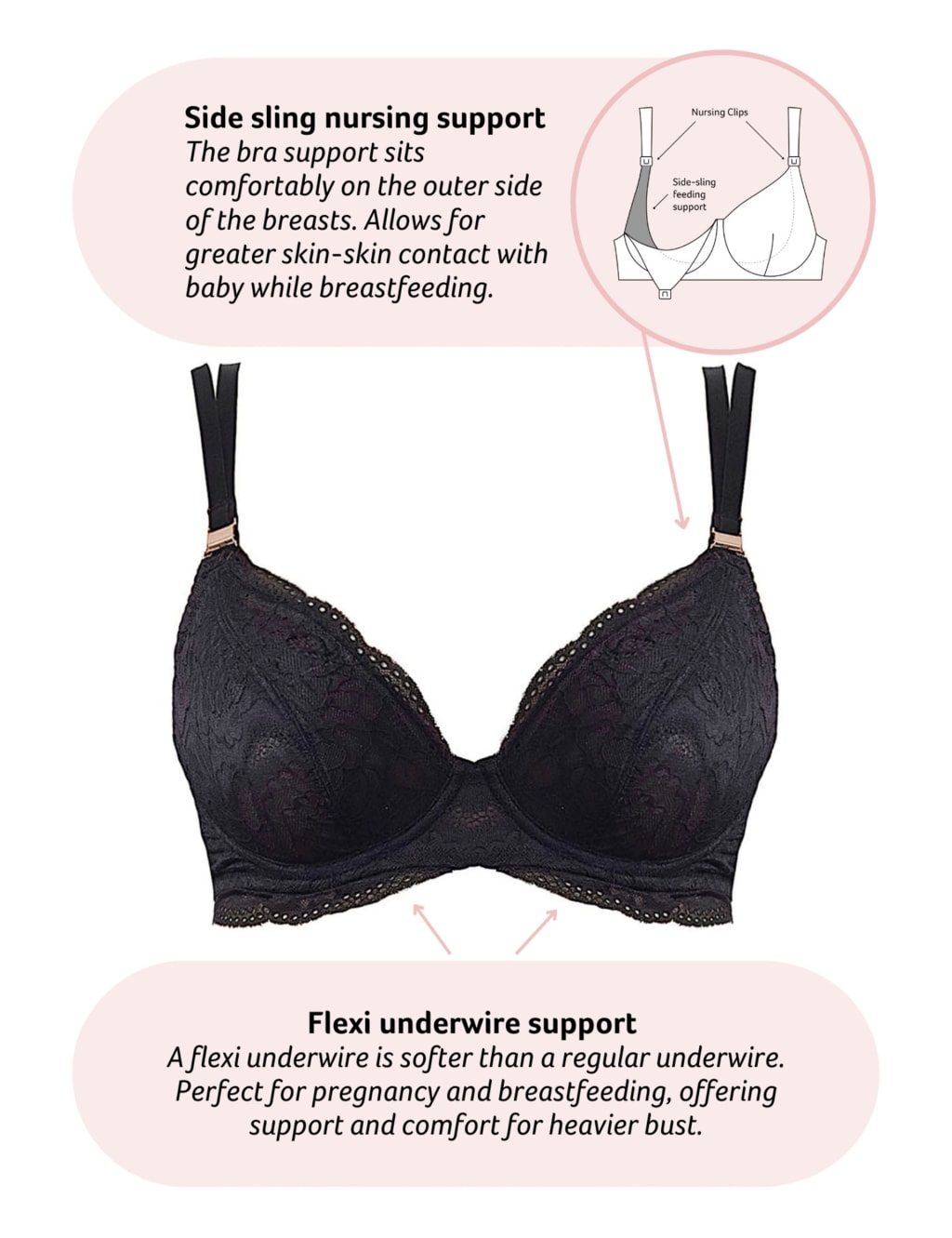 Heroine Plunge Lace Maternity Nursing Bra D-H 4 of 6
