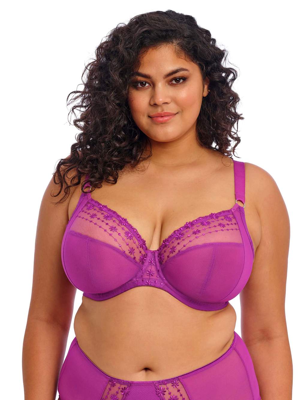 Matilda Mesh & Lace Wired Plunge Bra DD-K 4 of 7