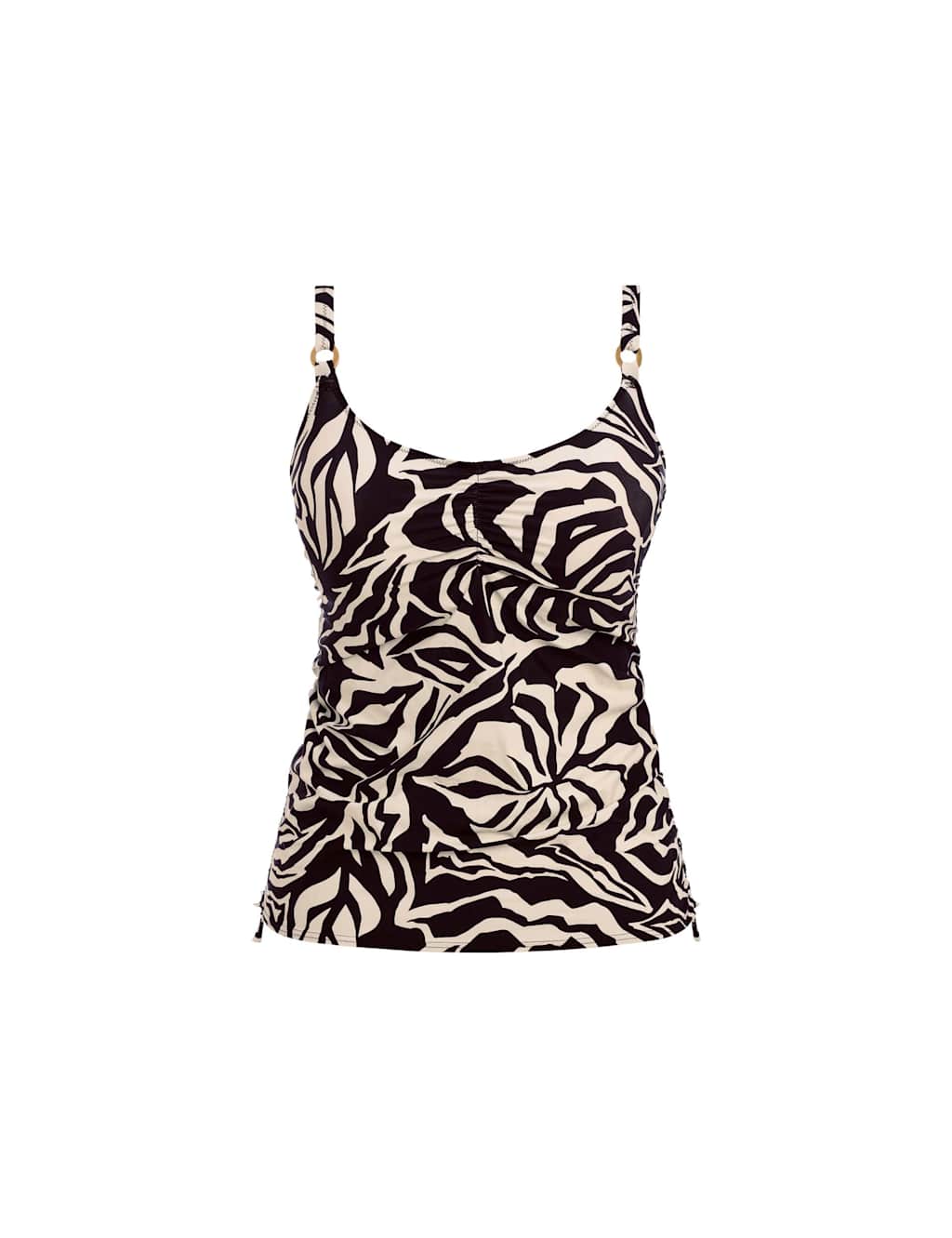 Aruba Nights Printed Ruched Tankini Top D-H 2 of 4