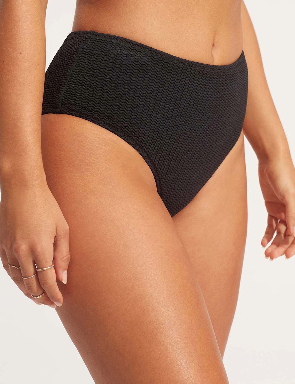 Sea Dive Textured High Waisted Bikini Bottoms 2 of 4