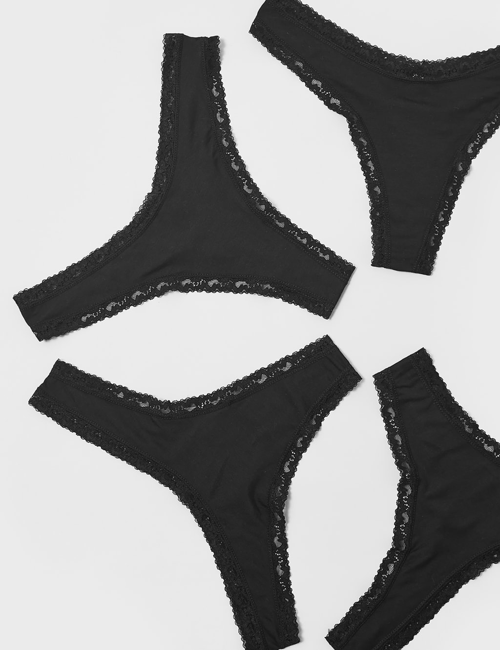 4pk Lace Cuffed Thongs 6 of 7