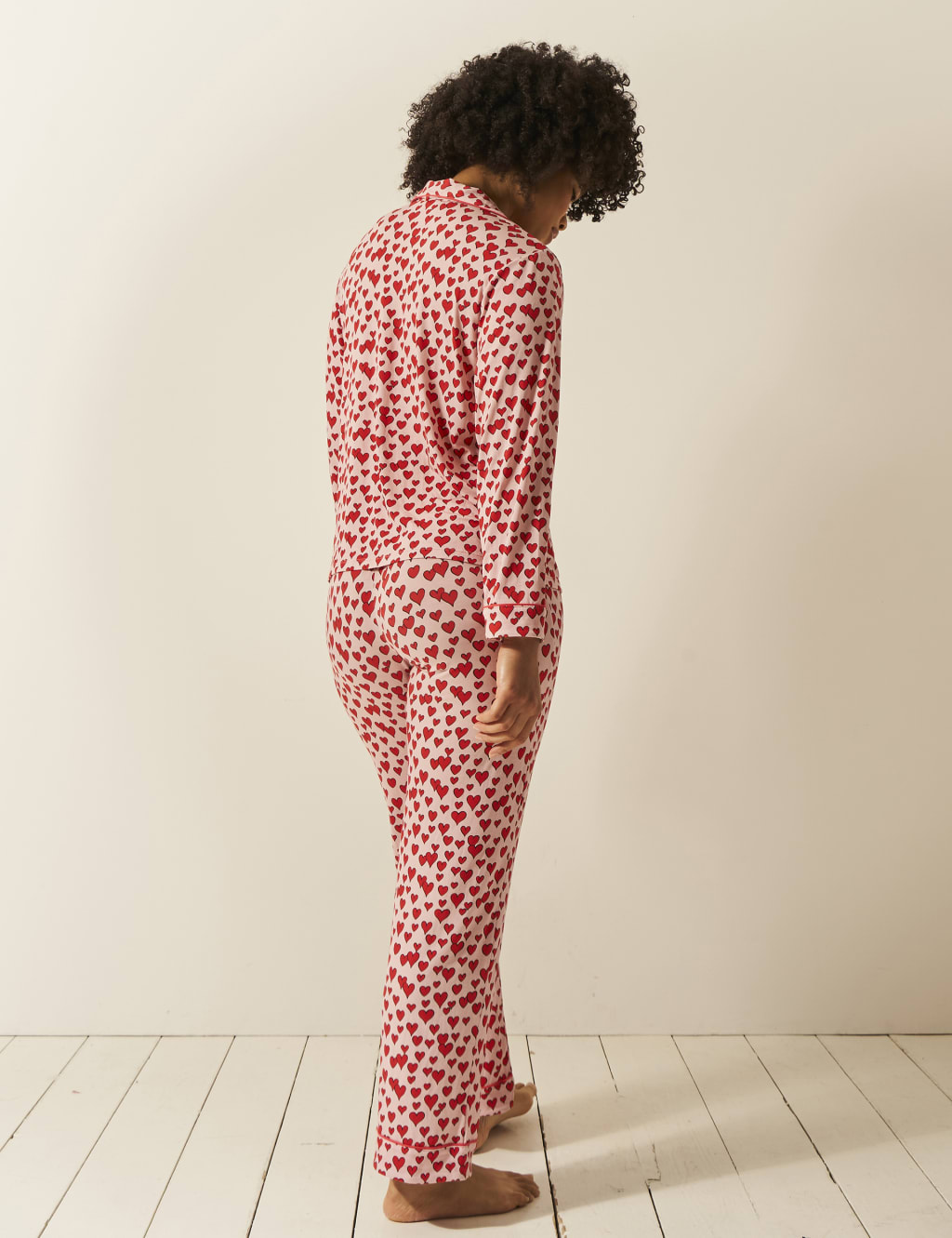 Modal Rich Heart Print Revere Pyjama Set 3 of 5