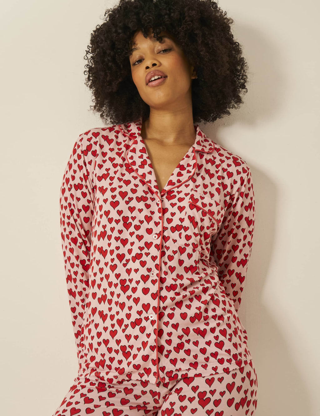 Modal Rich Heart Print Revere Pyjama Set 4 of 5