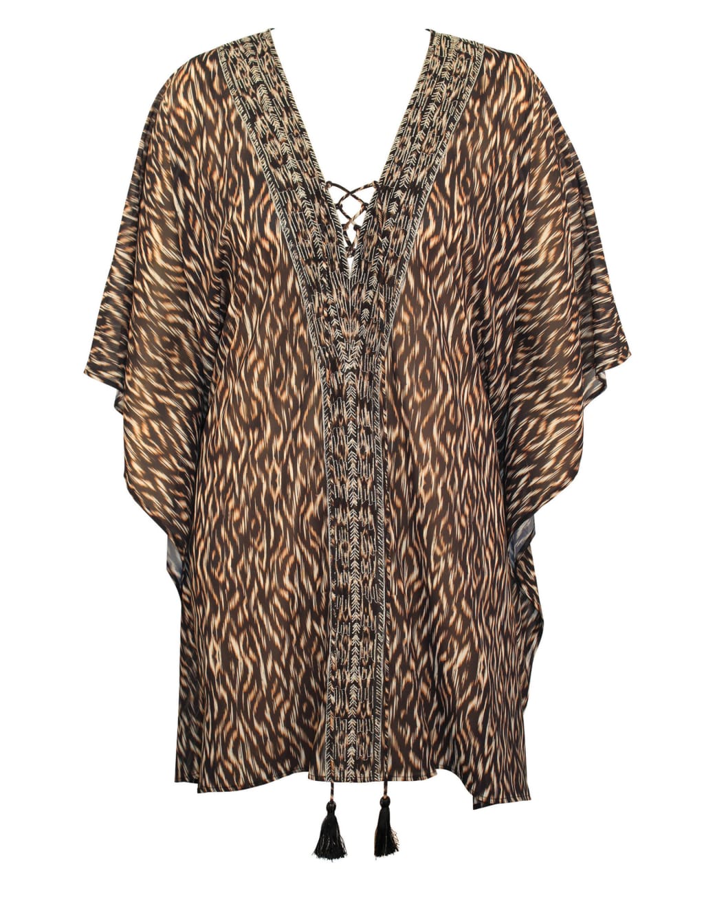 Printed V-Neck Angel Sleeve Kaftan Dress 2 of 6