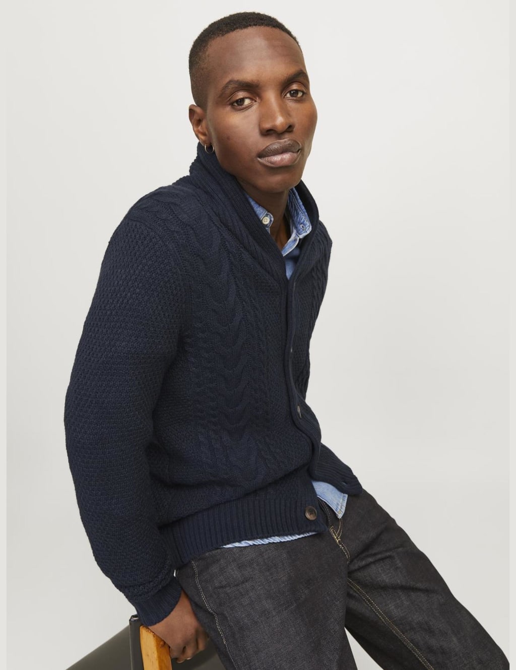 Cable Knit Shawl Collar Cardigan 5 of 7