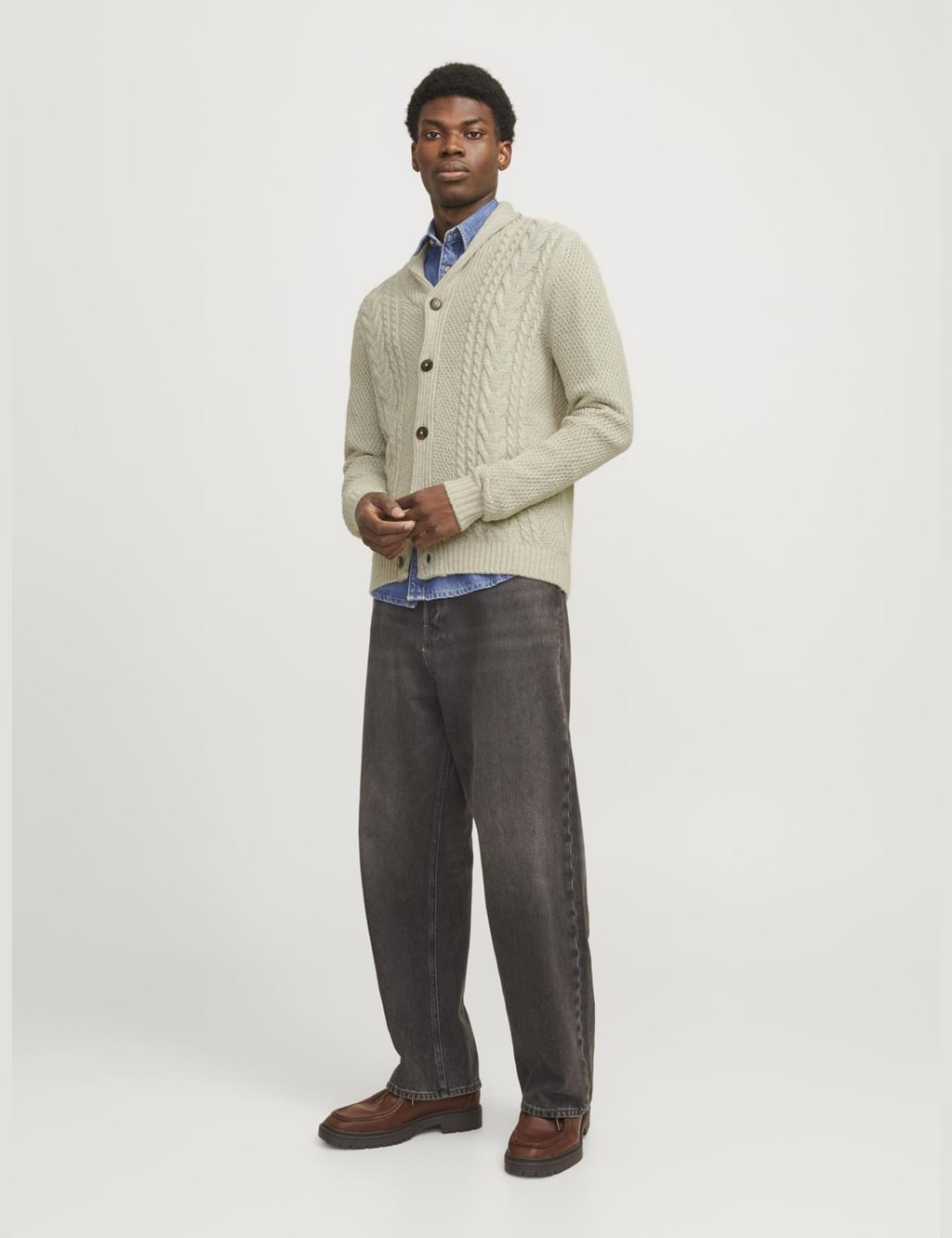 Cable Knit Shawl Collar Cardigan 4 of 7