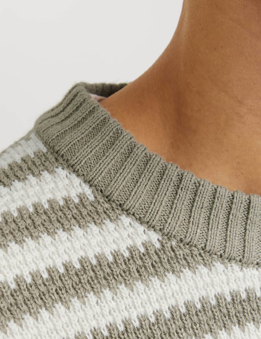 Cotton Blend Striped Crew Neck Jumper 6 of 9