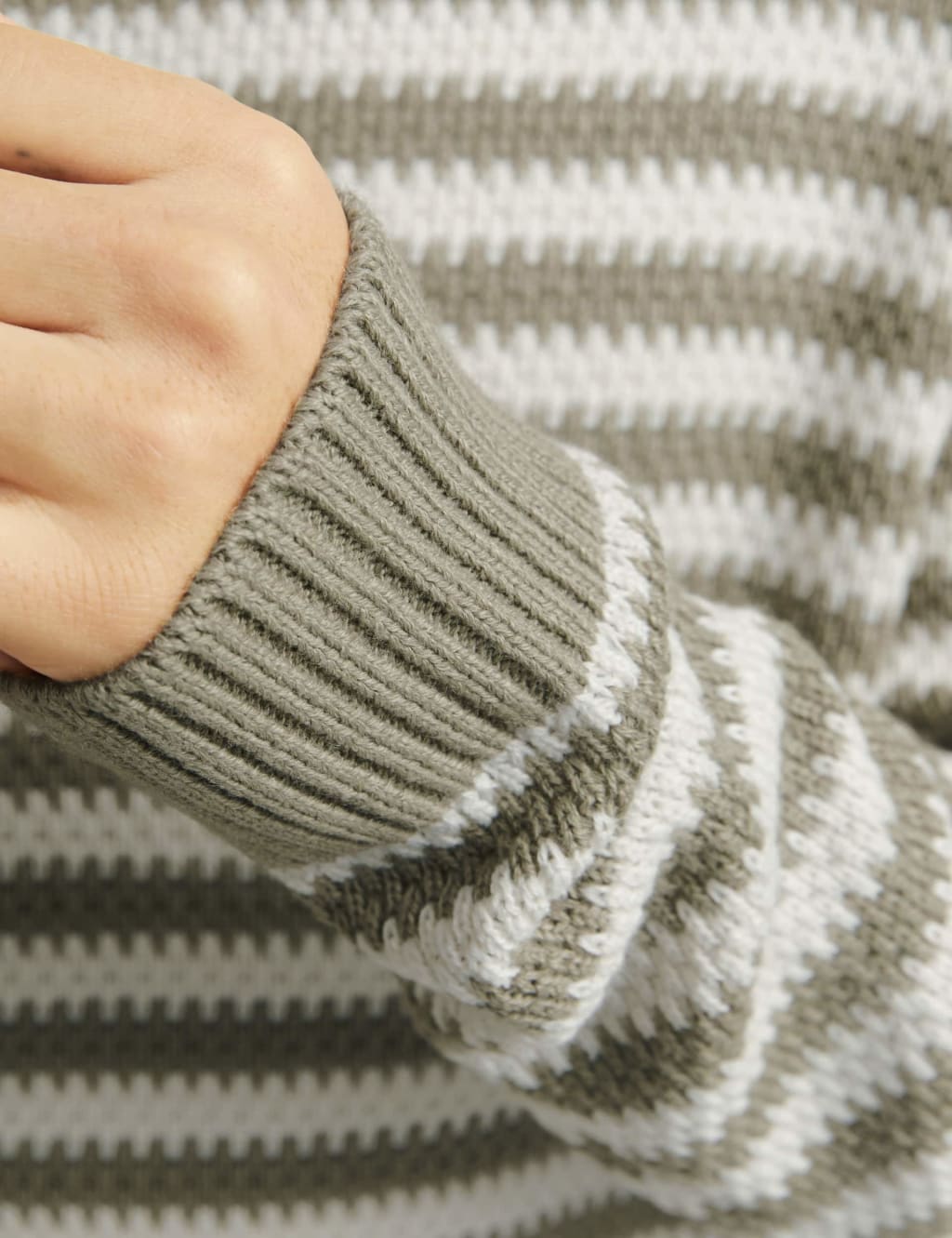 Cotton Blend Striped Crew Neck Jumper 7 of 9