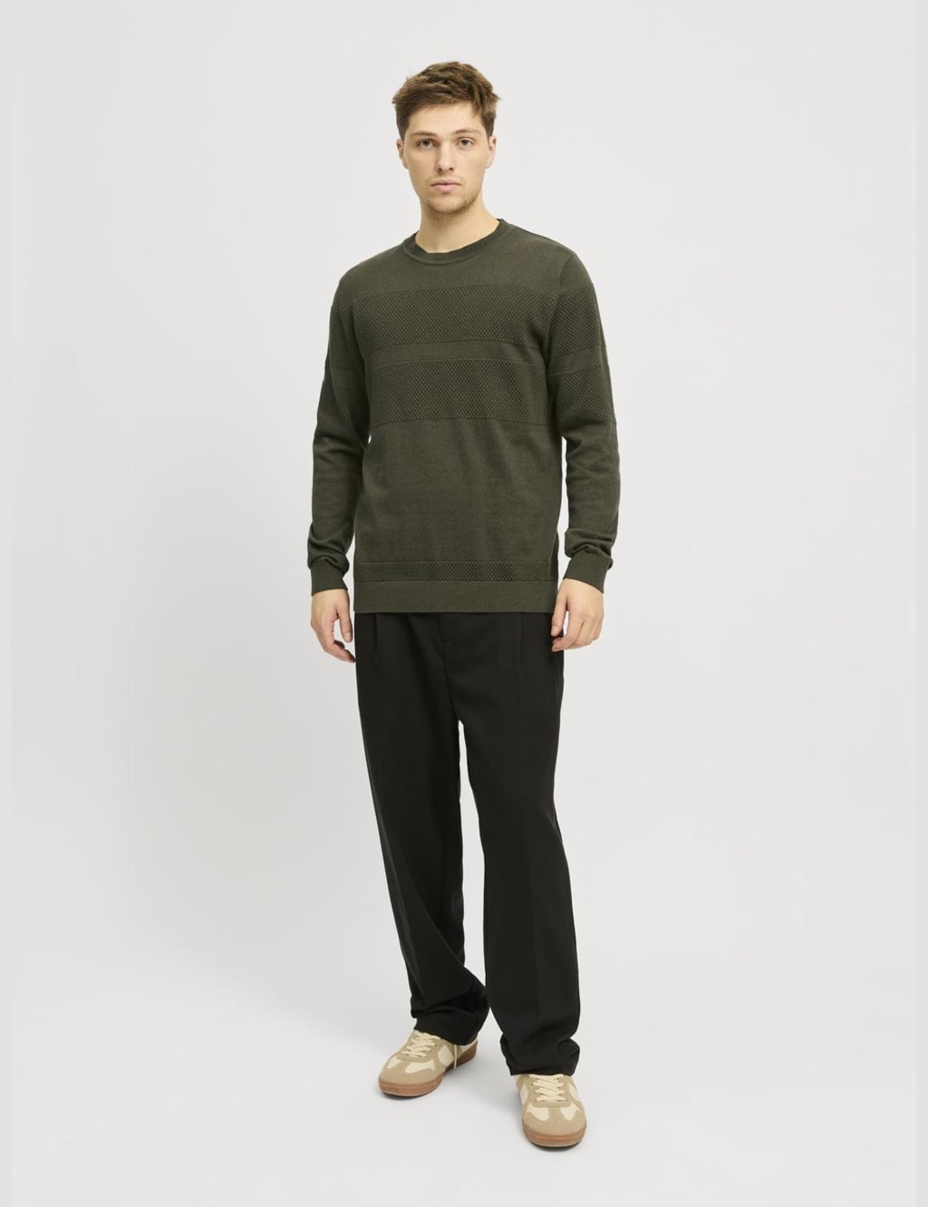 Cotton Blend Textured Crew Neck Jumper 3 of 7