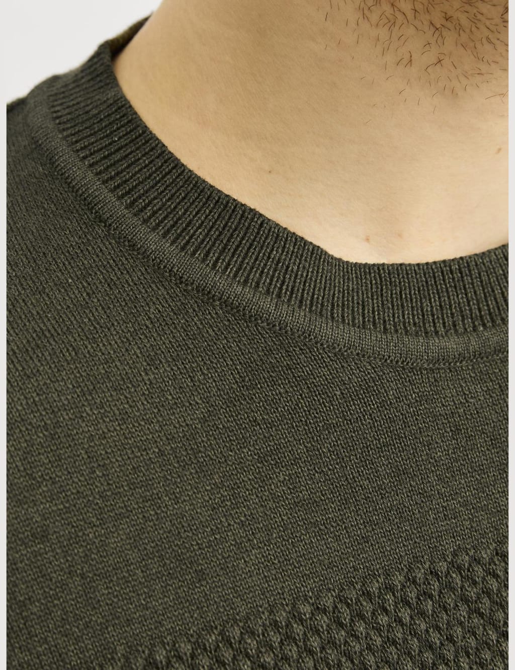 Cotton Blend Textured Crew Neck Jumper 5 of 7