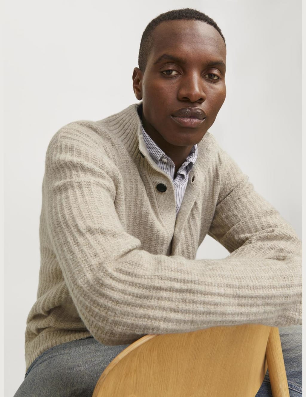 Ribbed Funnel Neck Cardigan 5 of 6