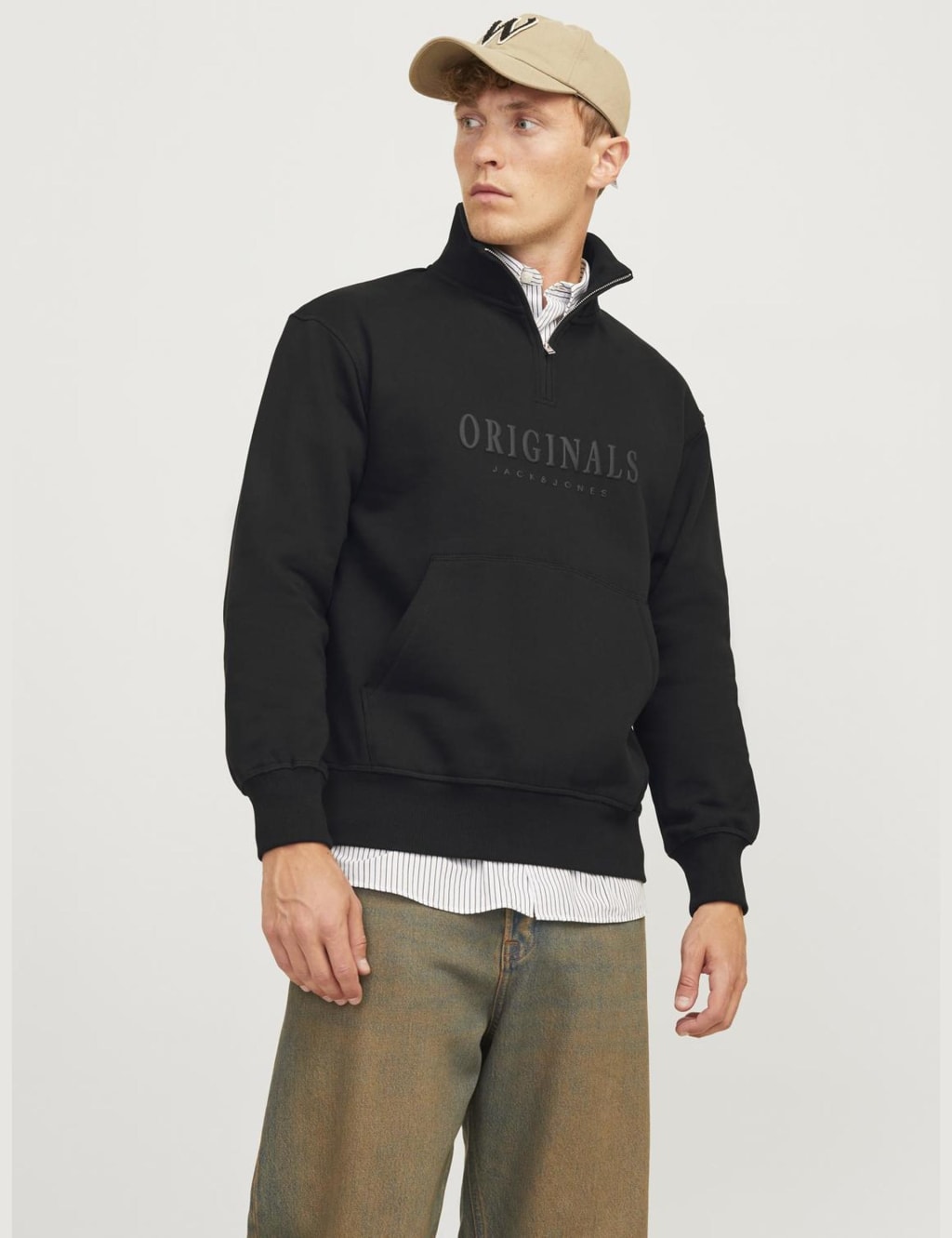 Cotton Rich Graphic Half Zip Sweatshirt JACK JONES M S
