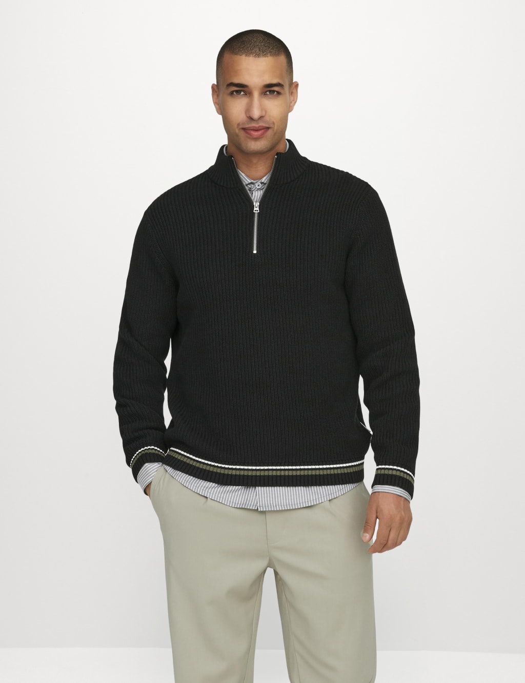 Cotton Rich Funnel Neck Half Zip Jumper ONLY SONS M S