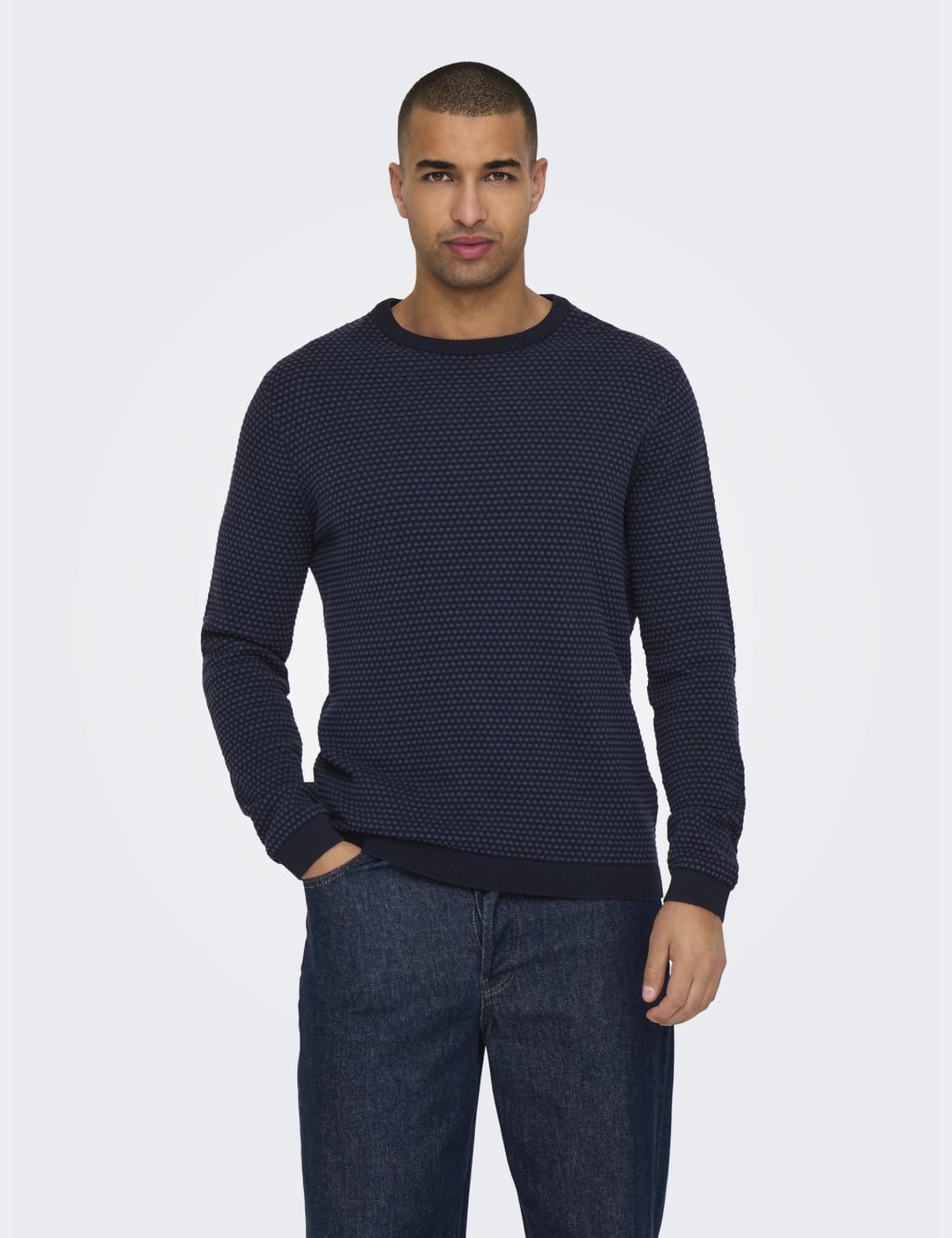 Pure Cotton Patterned Crew Neck Jumper