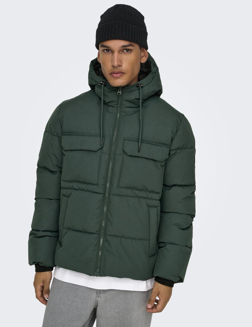 Funnel Neck Hooded Puffer Jacket ONLY SONS M S