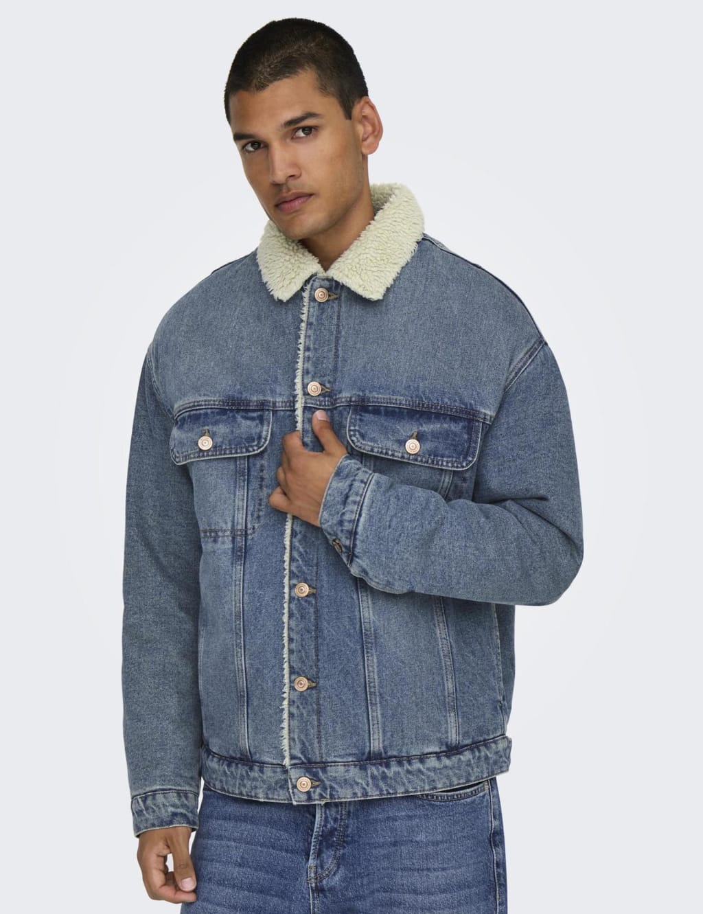 Pure Cotton Sherpa Lined Jacket ONLY SONS M S