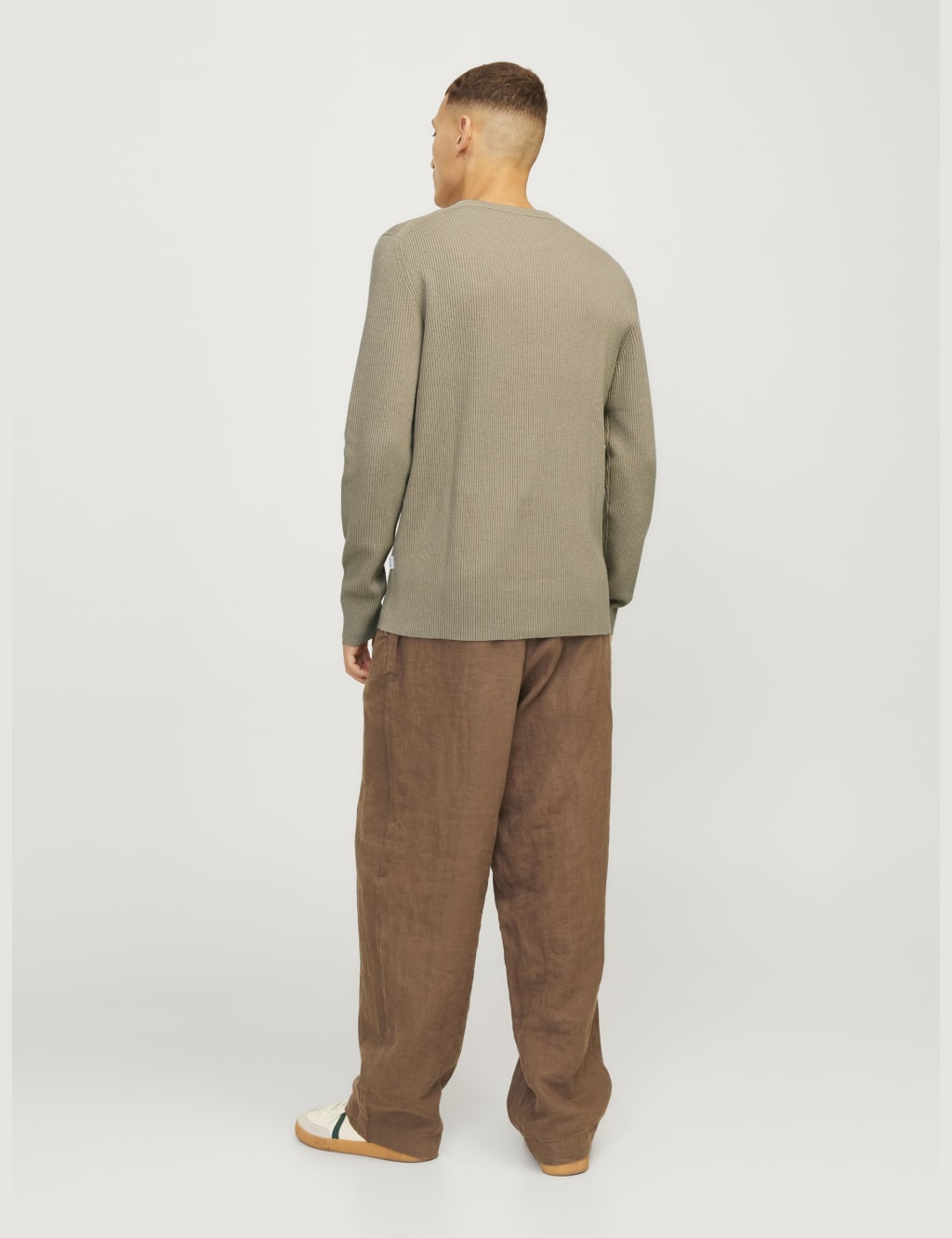 Cotton Blend RibbedCrew Neck Jumper 5 of 7