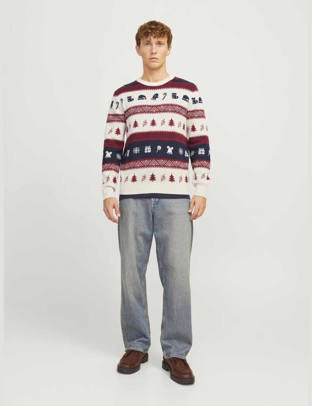Cotton Rich Crew Neck Christmas Jumper JACK JONES M S